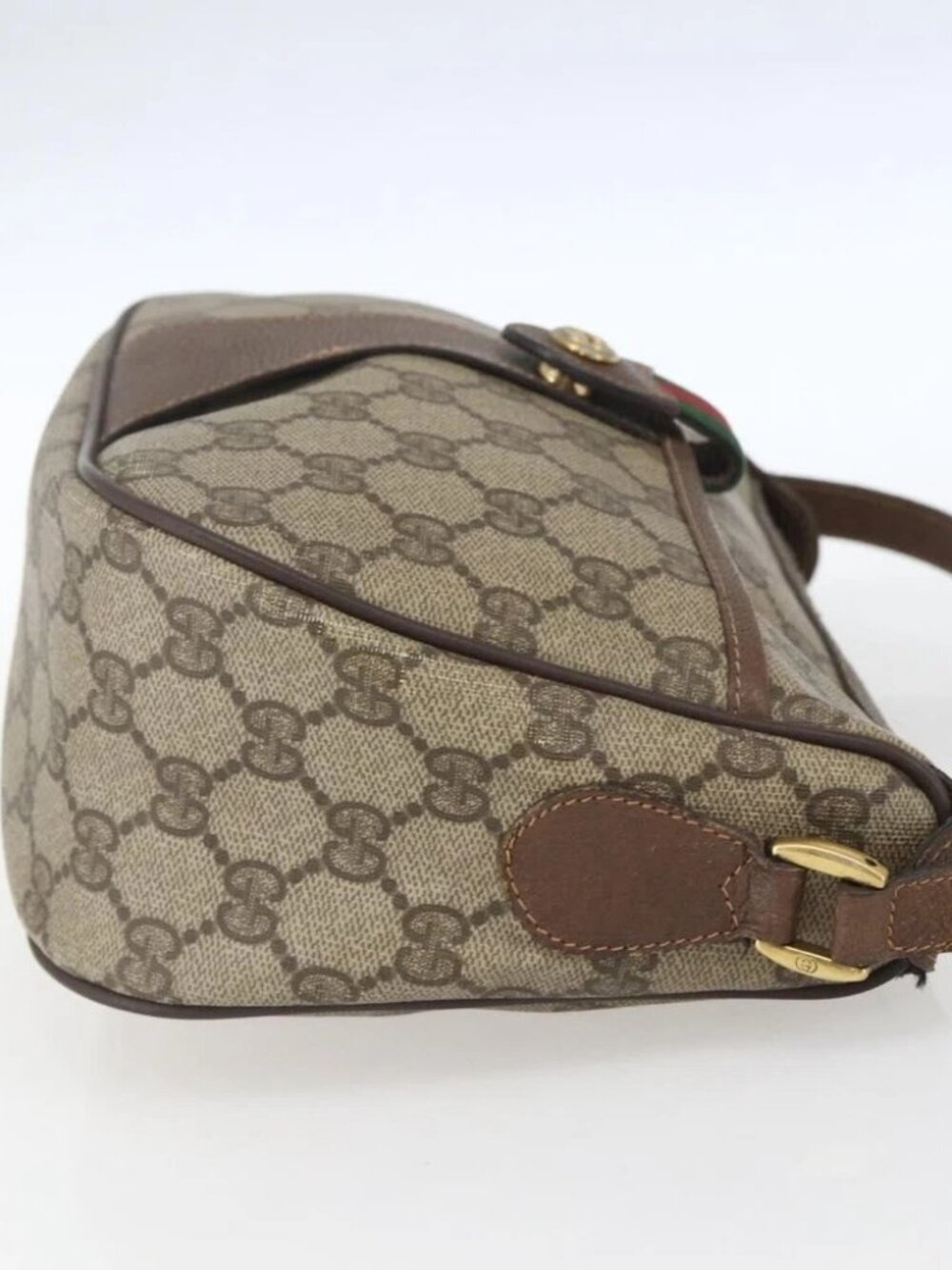 GUCCI GG Supreme Web Sherry Line Shoulder Bag PVC Beige - Picture 4 of 16